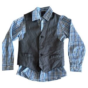 Nautica Gray Vest with Blue Checkered Shirt